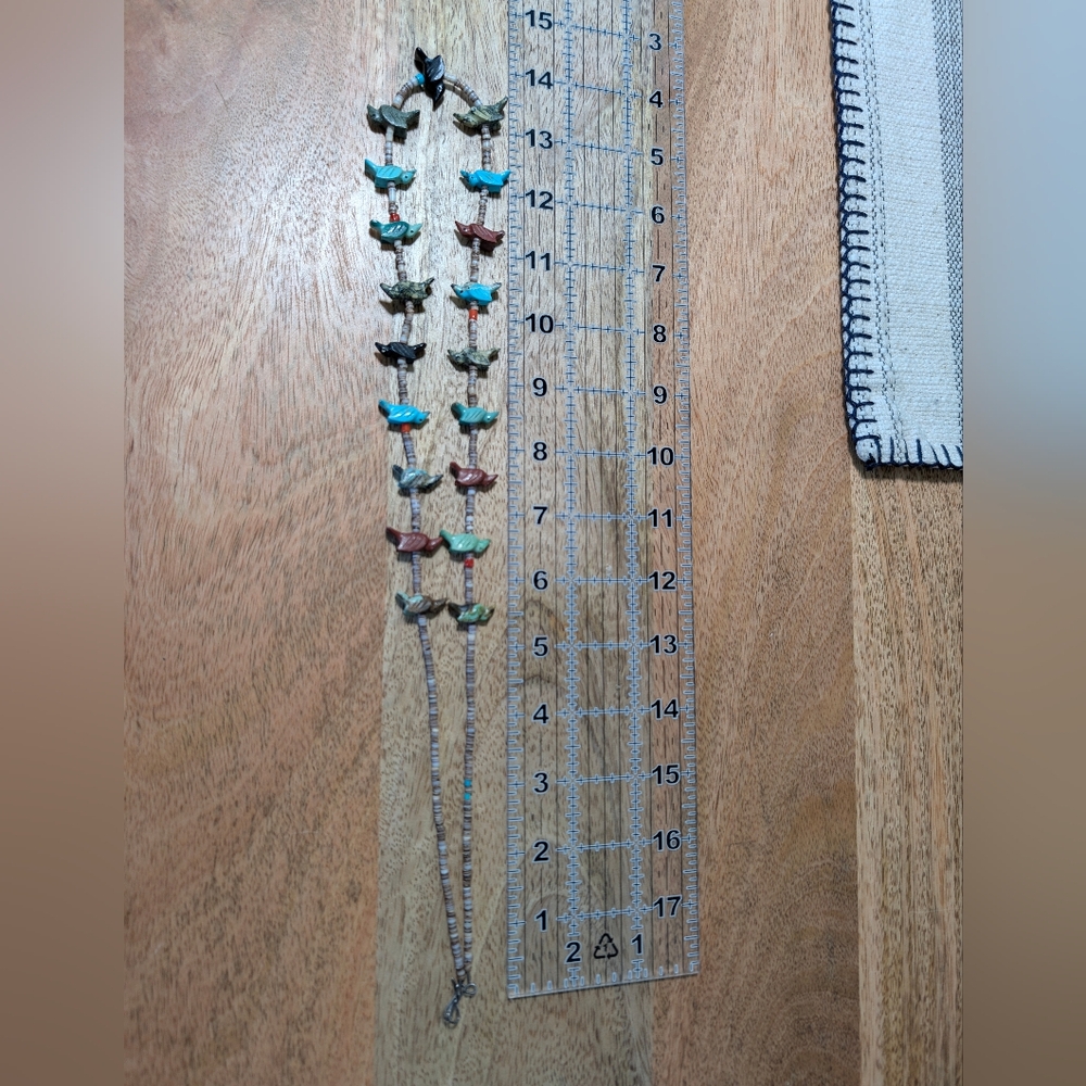 Vintage 19-Bird Fetish Necklace w. Turquoise and Heishi Beads 28" - Picture 7 of 8